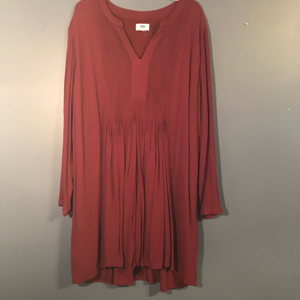 Maroon boho shirt dress